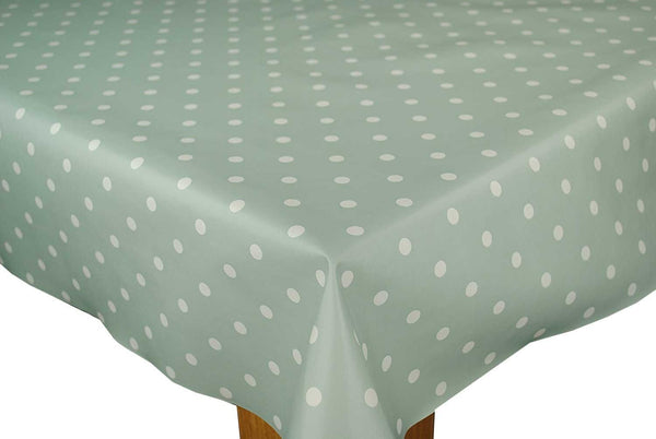 Duck Egg Green Dotty PVC Wipe Clean Tablecloth by Karina Home 200 x 137cm